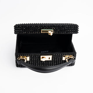 Black Genevieve Hot fix Top Handle Handbag