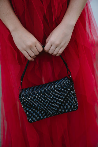 Black Trixie Hot Fix Shoulder Handbag