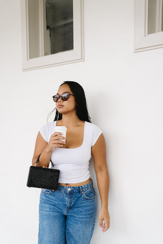 Black Genevieve Hot fix Top Handle Handbag